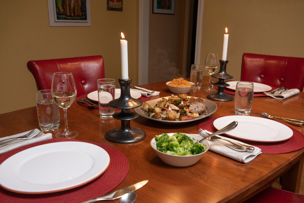 A table set with a holiday meal